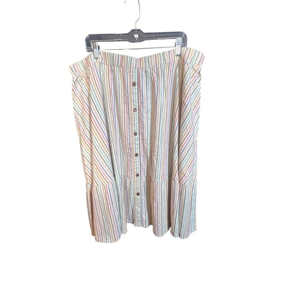 Lane Bryant Womens Plus Size Striped Midi Skirt With Button Front Detail Size 22 - Picture 2 of 5